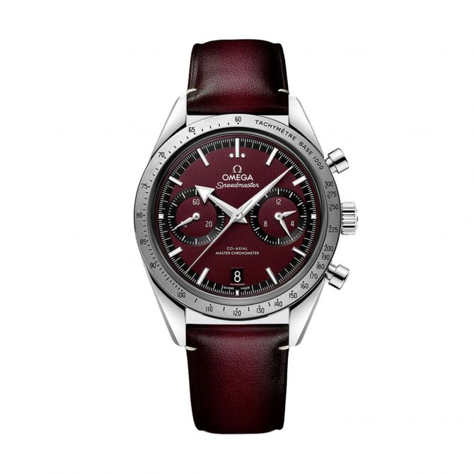 Omega Speedmaster '57 Co-Axial Master Chronometer Chronograph 40.5mm Watch, Burgundy Leather Strap