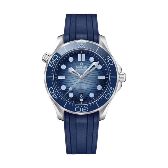 Omega Seamaster Diver 300m Co-Axial Master Chronometer 42mm Men's Watch, Blue Rubber Strap