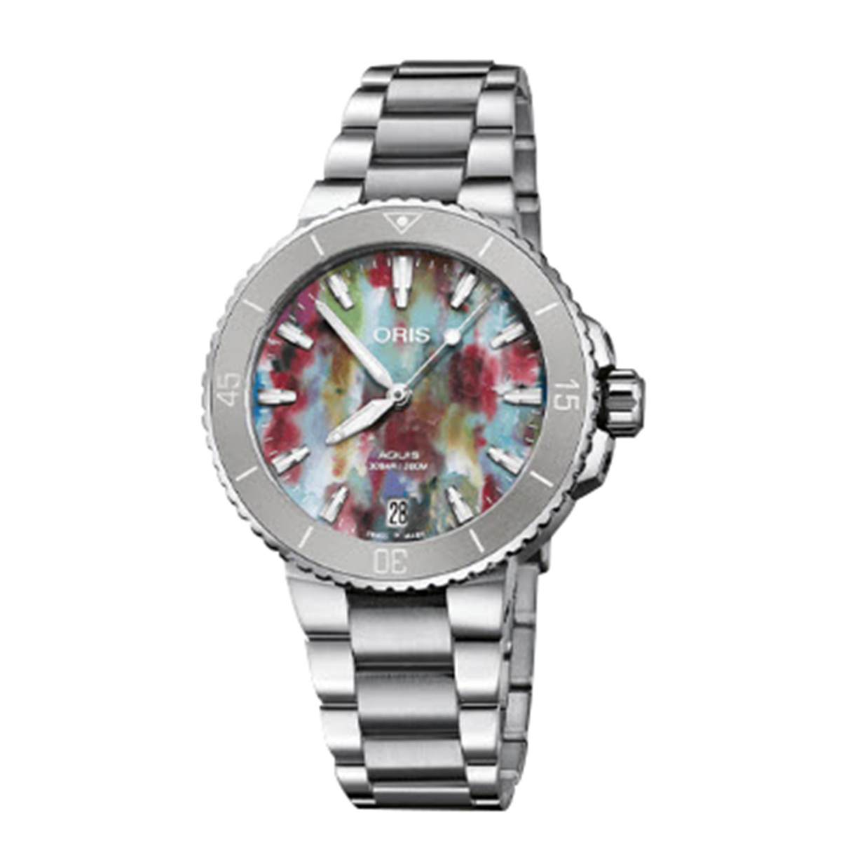 Oris Watches Aquis Date 36.5mm Watch Multicolor Splatter Dial