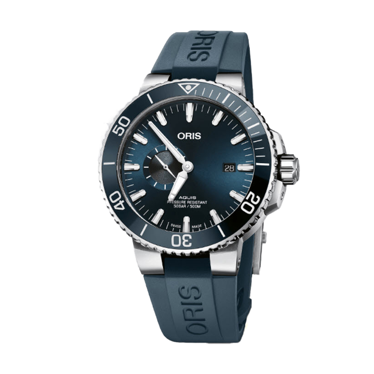 Oris Aquis Small Second Date 45.50mm Watch, Blue Dial | 0174377334155 ...