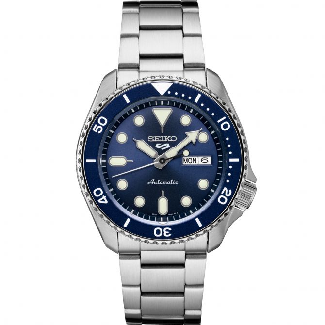 Seiko 5 Sports 42.5mm Stainless Steel Watch, Blue Sunray Dial