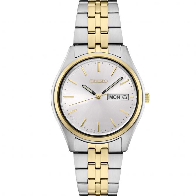 Seiko Essentials Two Tone Stainless Steel Watch, White Sunray Dial