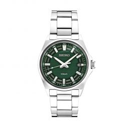 Seiko Essentials 40.2mm Gold Tone Watch Green Sunray Dial