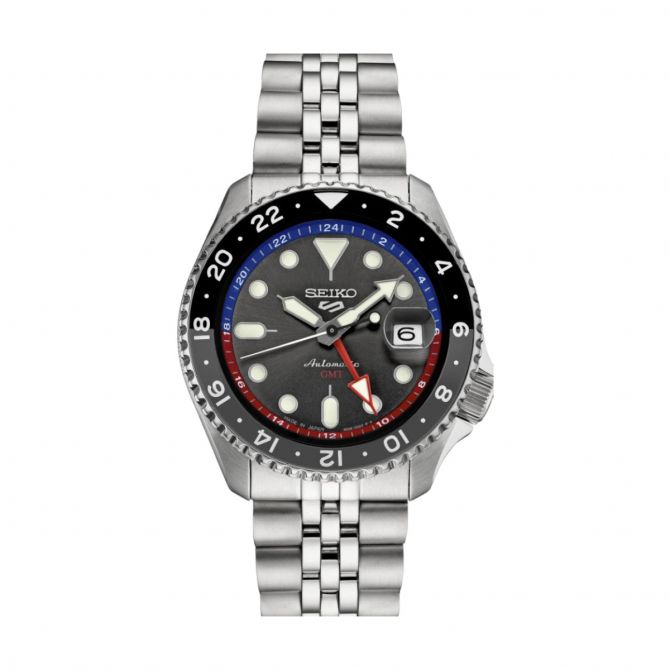 Seiko 5 Sports SKX GMT 42.5mm Men's Watch, Charcoal Dial