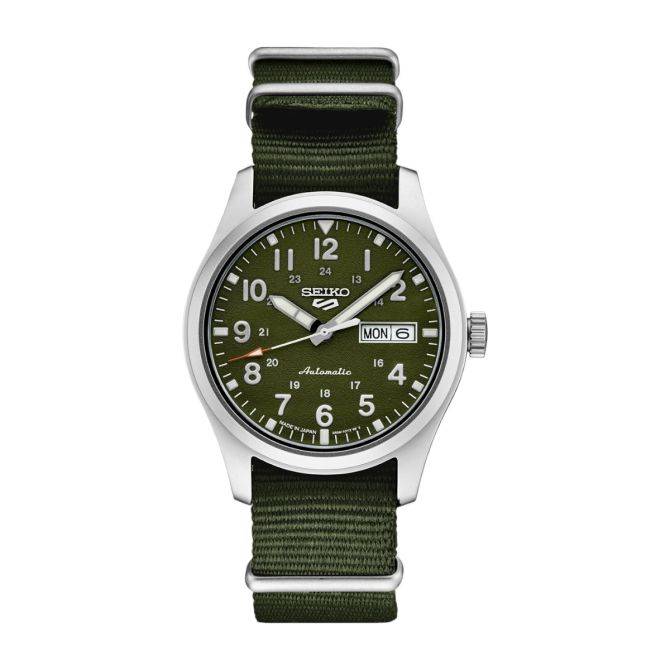 Seiko 5 Sports Field 39.4 mm Green Strap Watch