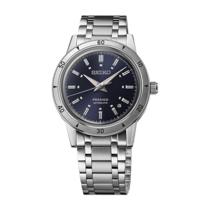 Seiko Presage Style60s 39.5 mm Stainless Steel Watch, Blue Dial