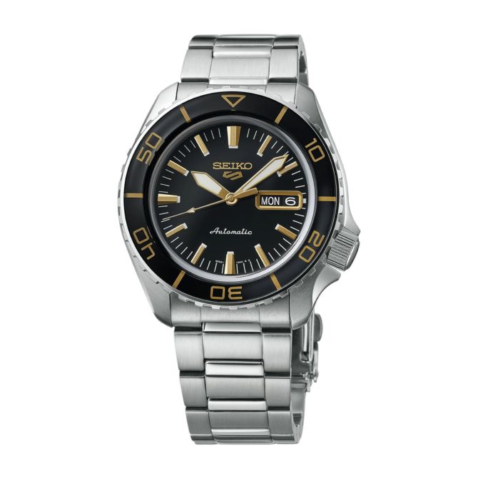 Seiko 5 Sports Stainless Steel 42.5 mm Watch, Black Dial