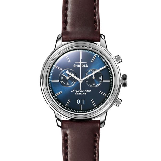 Shinola Bedrock Chrono 42 mm Watch Blue Dial