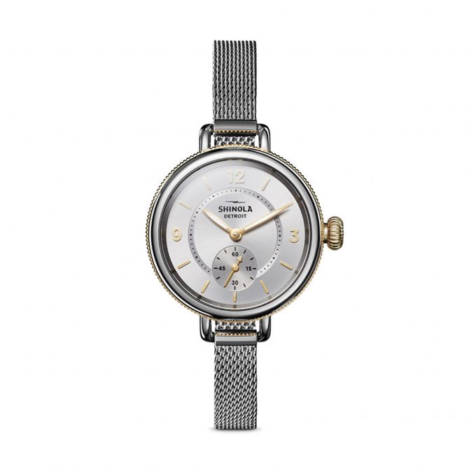 Shinola Birdy 34mm Watch, Silver Dial