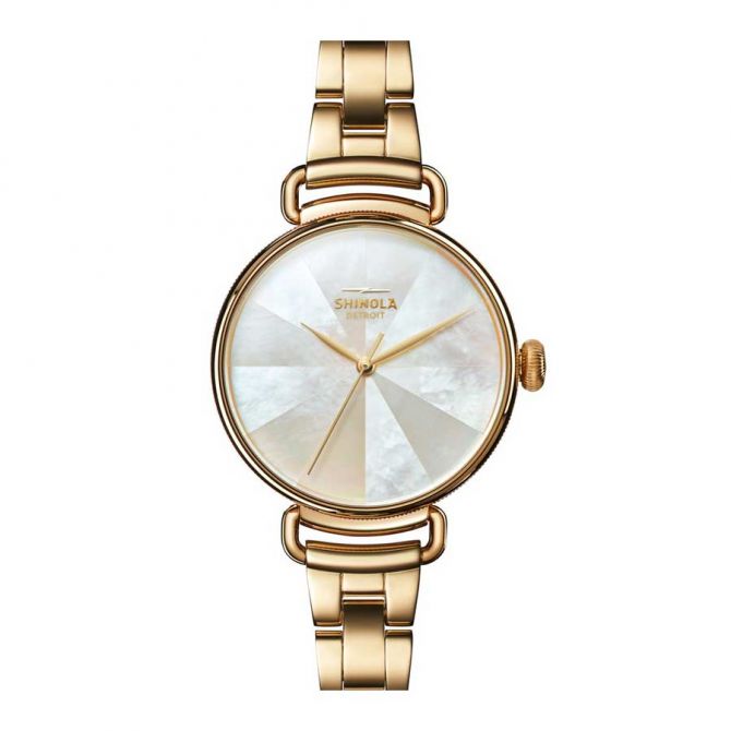 Shinola Canfield Women's Watch, 38mm White Mosaic Mother of Pearl Dial