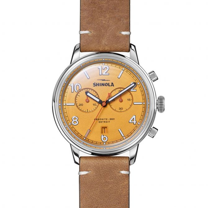 Shinola Traveler 42mm Watch, Yellow Dial