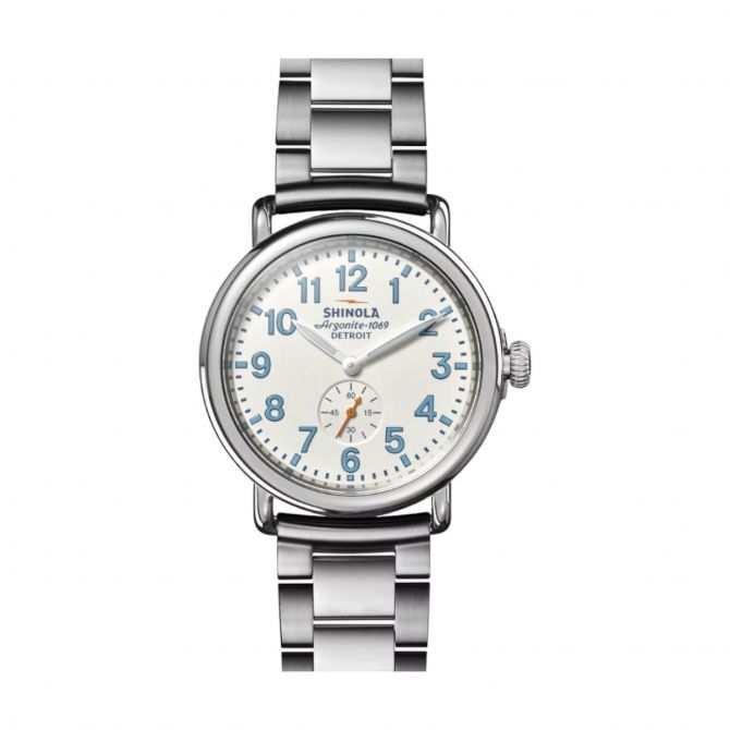 Shinola Runwell 41mm Men's Watch, White and Blue Dial