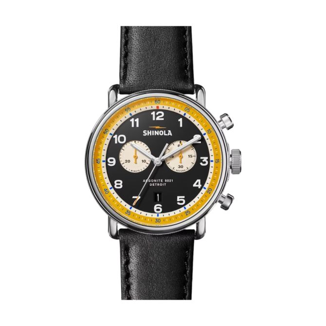 Shinola Canfield Chronograph Model C56 43mm Watch, Black Dial