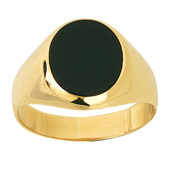 Onyx Inlay Yellow Gold Men's Ring