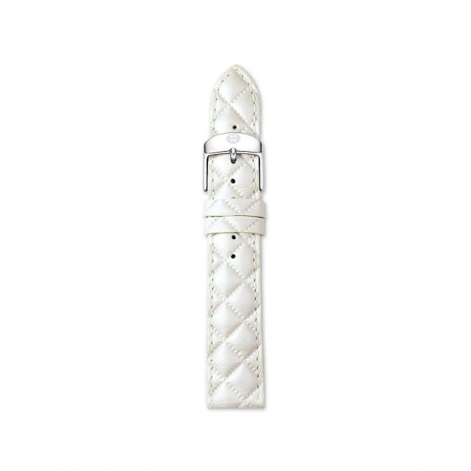 Michele 18mm Pearl Quilted Leather Strap