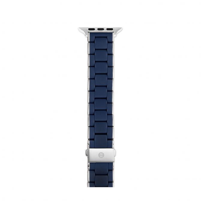 Michele Midnight and Stainless Steel Silicone Wrapped Apple Watch Bracelet Band