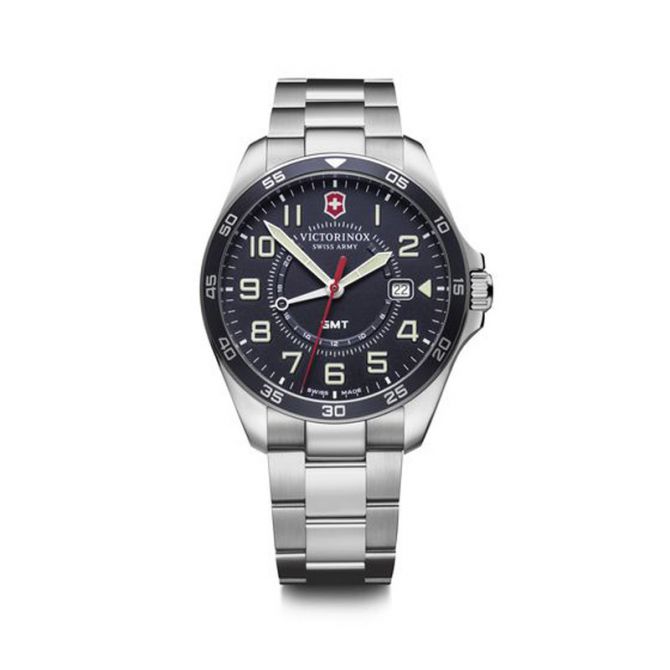 Victorinox Swiss Army Fieldforce GMT 42mm Watch, Navy and Stainless Steel Dial