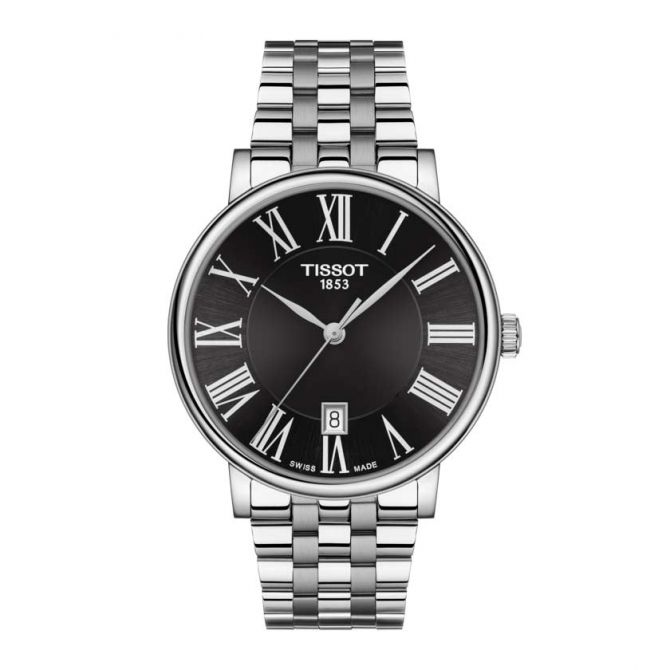 Tissot Carson Women's Watch, Black Dial & Grey Bracelet