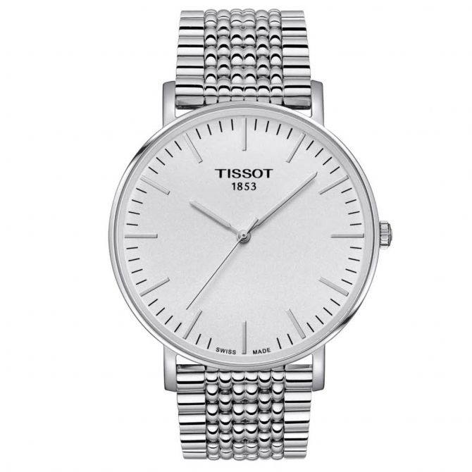 Tissot Everytime Large 42mm Watch Silver and White Dial