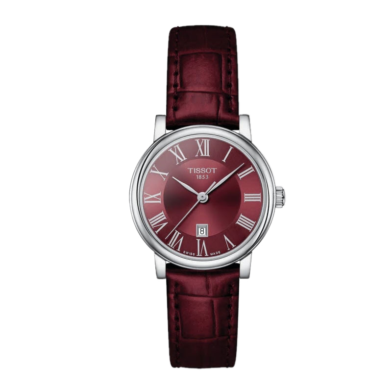 Tissot Carson Premium Women s 29mm Watch Maroon and Silver Dial