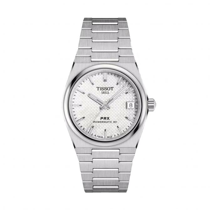 Tissot PRX Powermatic 80 35mm Watch, White Mother of Pearl Pattern Dial