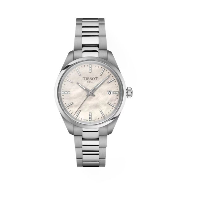 Tissot PR 100 Quartz 34mm Watch, White Mother of Pearl Diamond Dial