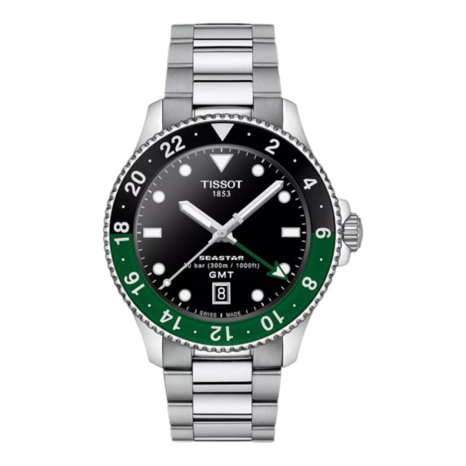 Tissot Seastar 1000 Quartz GMT 40mm Men's Watch, Green and Black Dial