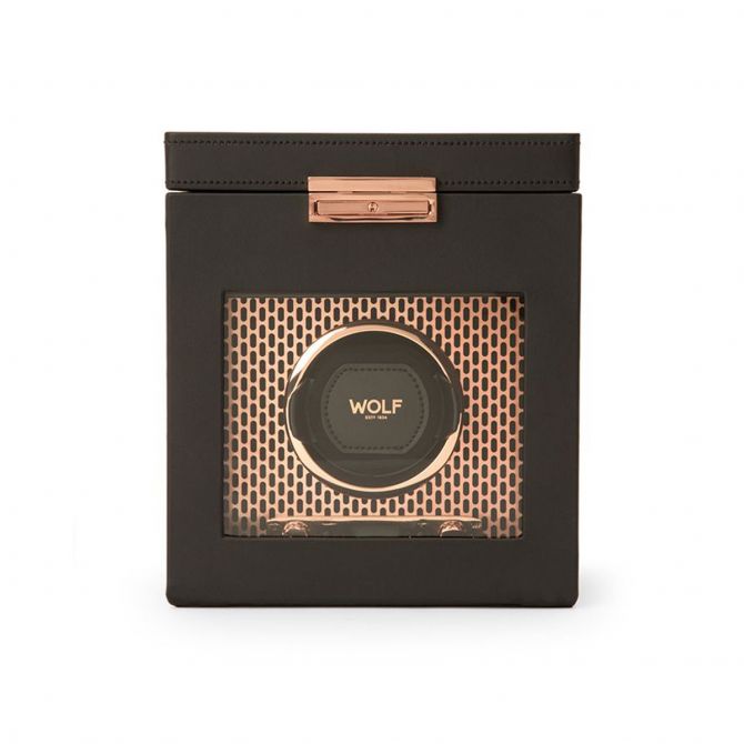 WOLF Axis Single Watch Winder with Storage, Copper