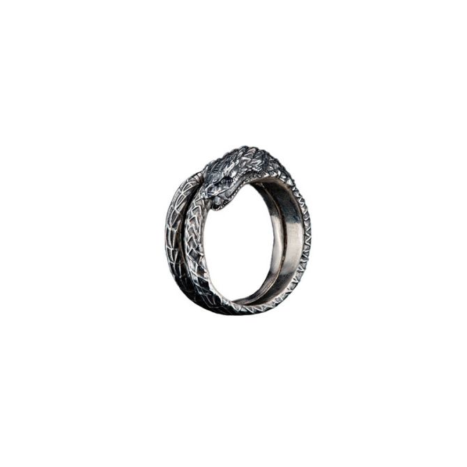 William Henry Men's Mehen Sterling Silver Snake Wrap Ring