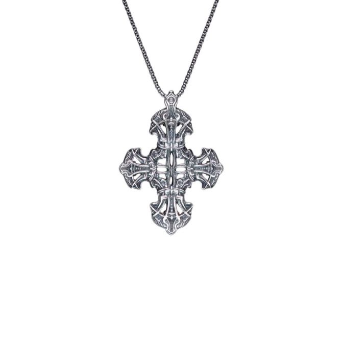 William Henry Pax Sterling Silver Cross Pendant Necklace, 22"