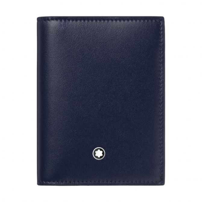 Montblanc Meisterstuck 4 Card Case Vertical BiFold Wallet, Ink Blue