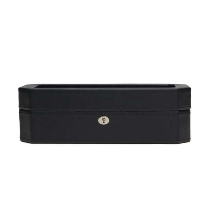 WOLF Windsor 5 Piece Watch Box, Black and Grey