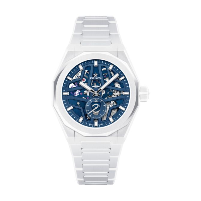 Zenith Defy Skyline Skeleton White Ceramic 41mm Watch, Blue Open Dial