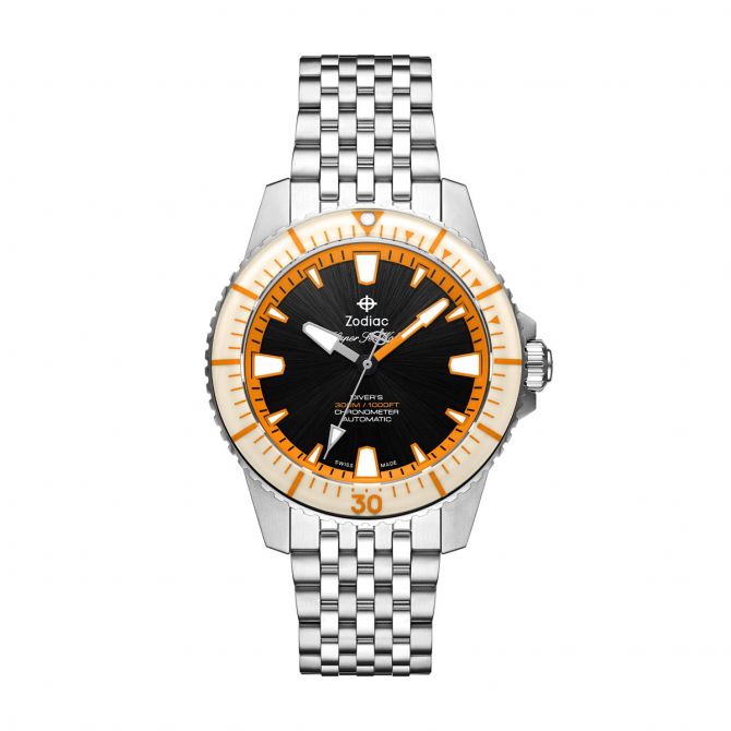 Zodiac Super Sea Wolf Pro Diver Watch, Orange and Black Dial