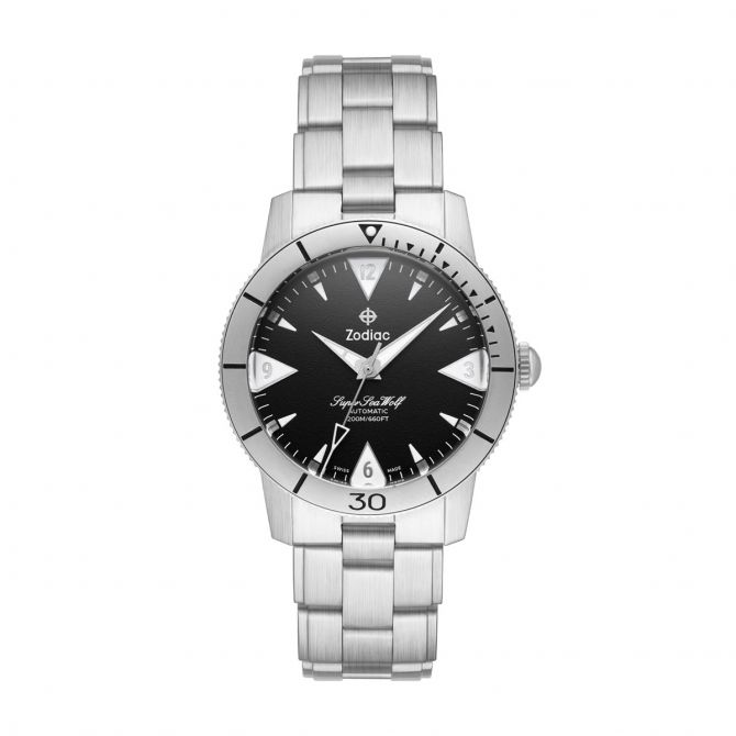 Zodiac Super Sea Wolf Automatic Watch, Black and White Dial