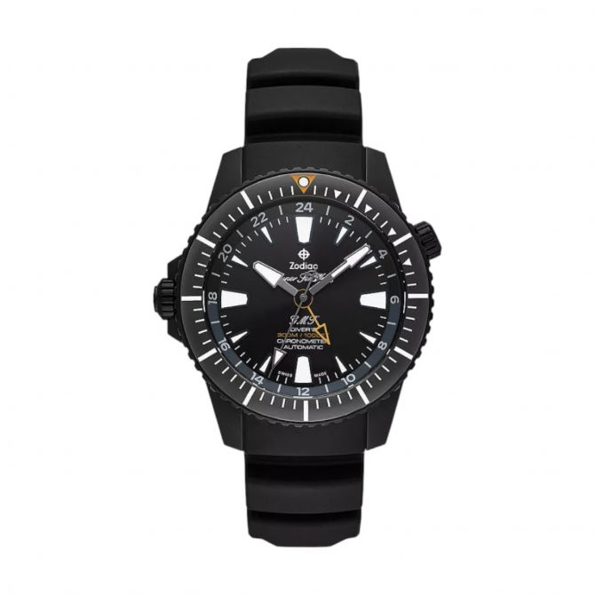 Zodiac Super Sea Wolf Pro-Driver GMT Automatic 42mm Watch, Black Dial