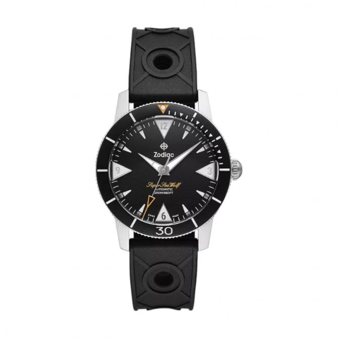 Zodiac Super Sea Wolf Skin Diver Automatic 39mm Men's Watch, Black Dial