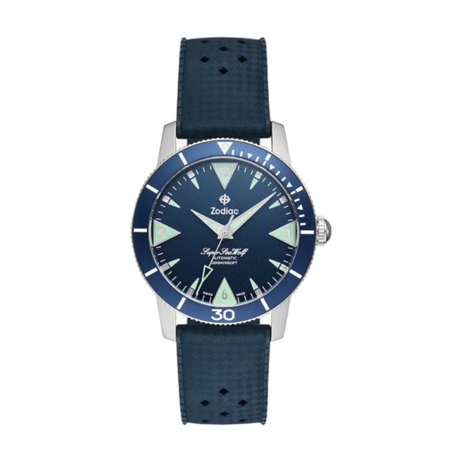 Zodiac Super Sea Wolf Skin Diver Automatic 39mm Men's Watch, Blue Dial