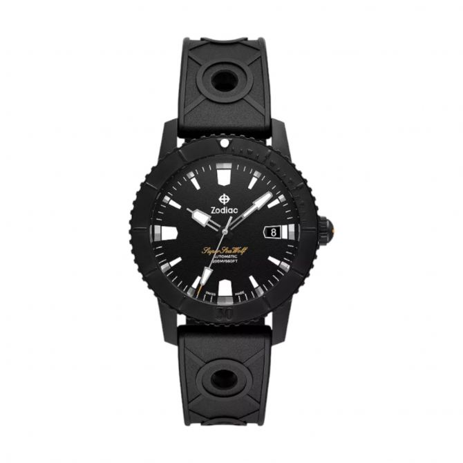 Zodiac Super Sea Wolf Compression Diver Automatic 40mm Men's Watch, Black Textured Dial