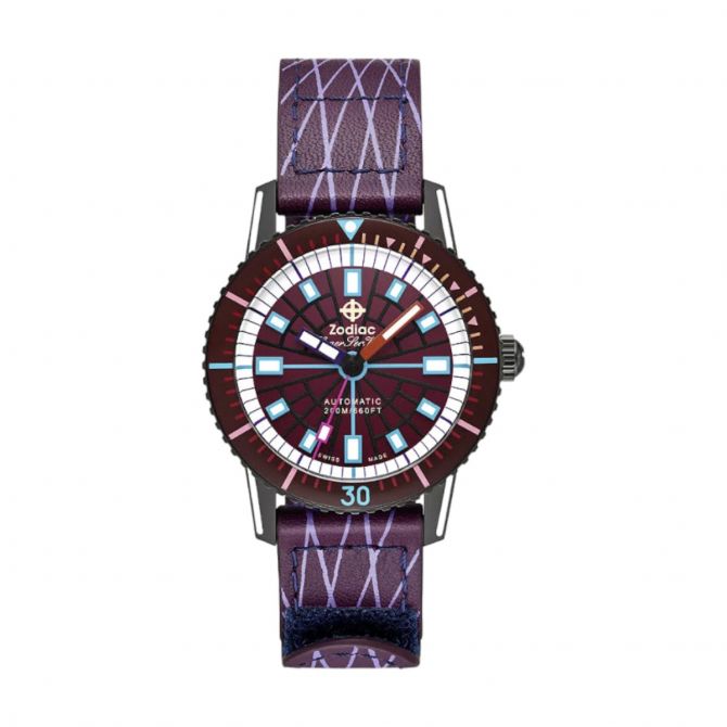 Zodiac Super Sea Wolf Compression Diver Automatic 40mm Men's Watch, Red Laser Tag Edition