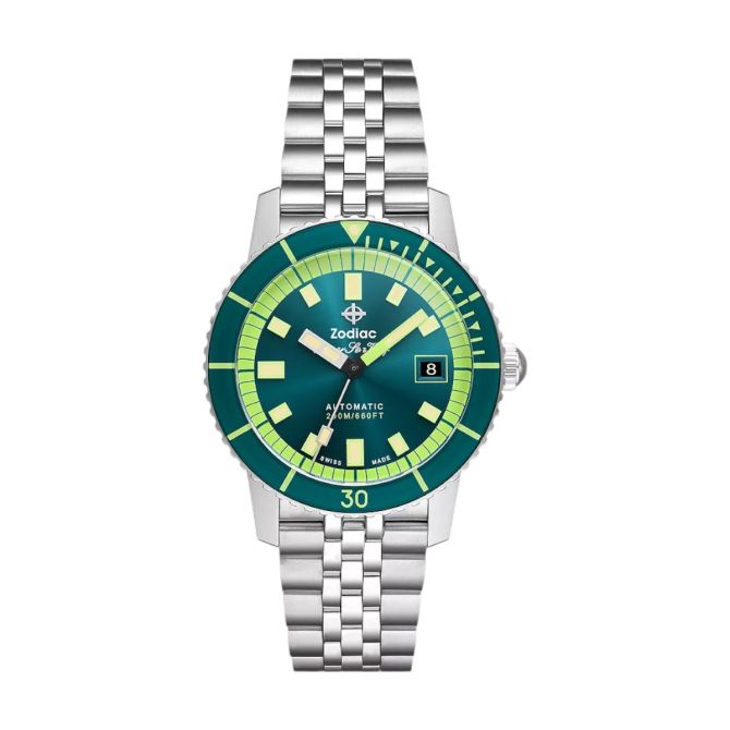 Zodiac Compression Diver Automatic 40mm Men's Watch, Green Sunray Dial