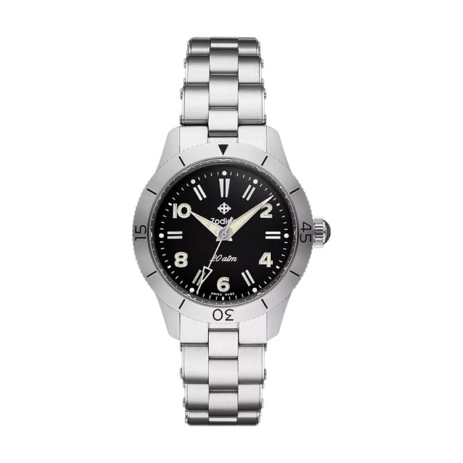 Zodiac Ref 691 Mechanical 36mm Watch, Black Glossy Dial