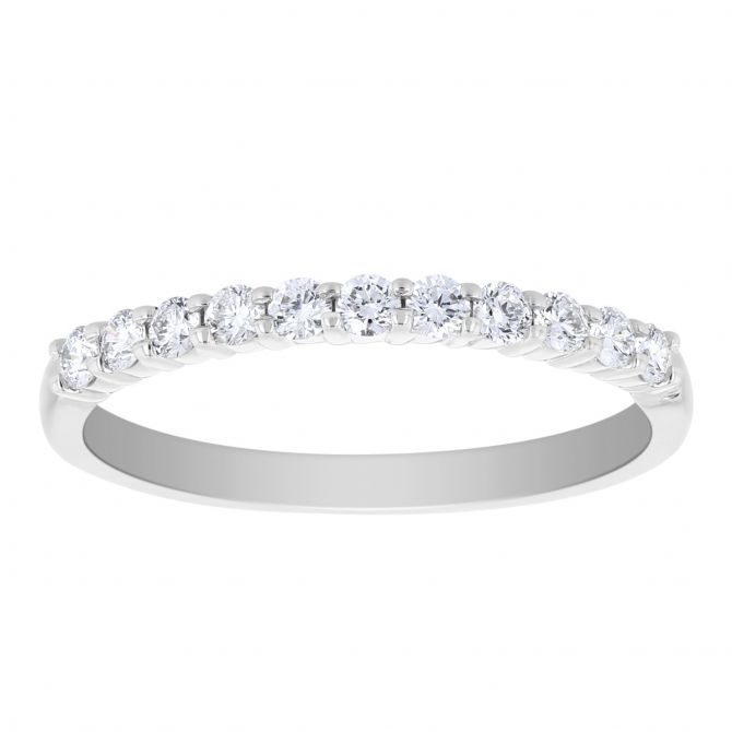 White Gold Prong Set Diamond Wedding Band, 0.28cttw