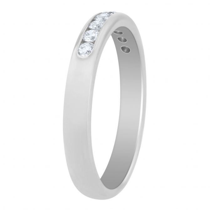 14K White Gold Channel Set Diamond Wedding Band, 0.25cttw