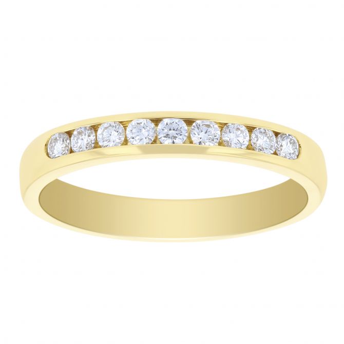 14K Yellow Gold Channel Set Diamond Wedding Band, 0.25cttw