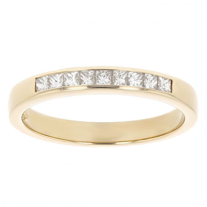 Yellow Gold Princess Diamond Channel Set Wedding Band