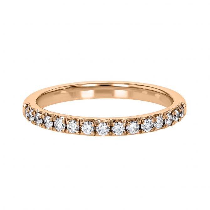 18K Rose Gold Diamond Wedding Band, 0.26cttw