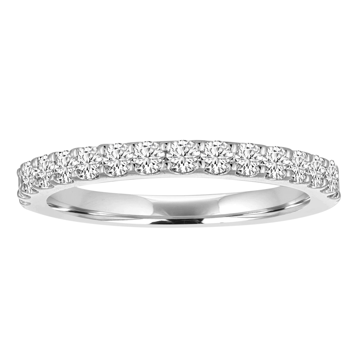 Diamond Half Shank Shared Prong Wedding Band in White Gold, .25 cttw ...