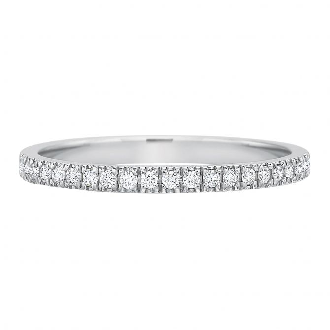 Diamond Pavé Half Shank Wedding Band in Platinum