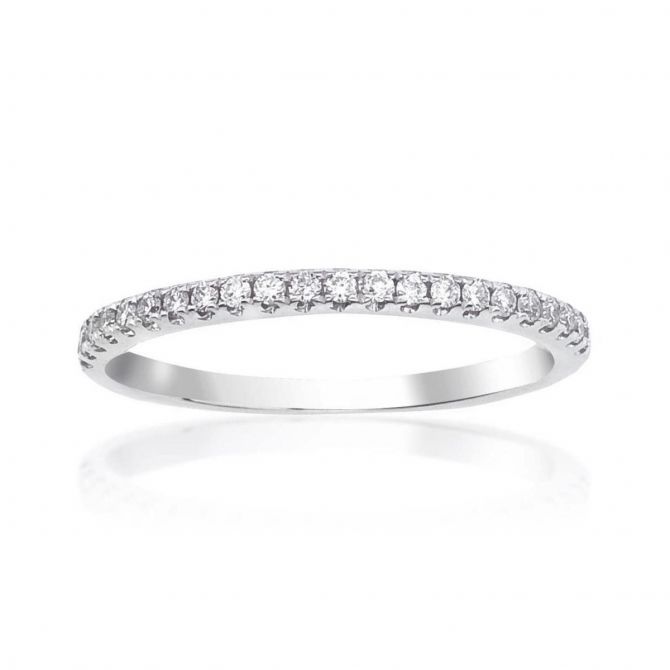 Platinum Diamond Shared Prong Wedding Band, 0.16aptw